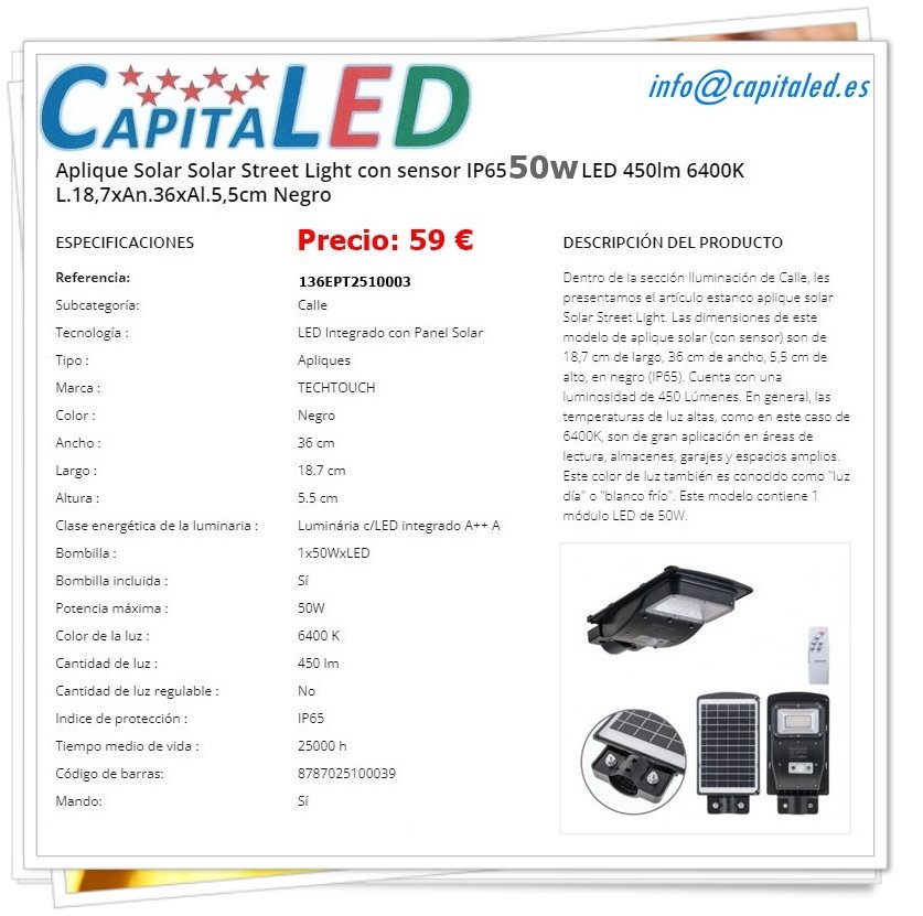 7.11. 136EPT2510003 Farola Solar 50W