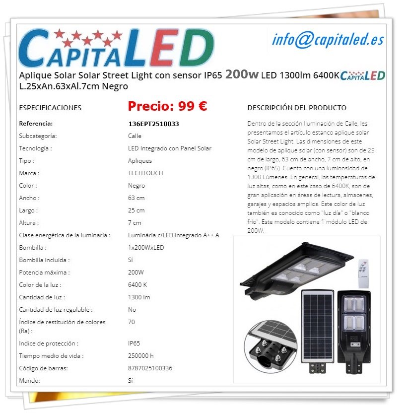 7.13. 136EPT2510033 Farola Solar 200W
