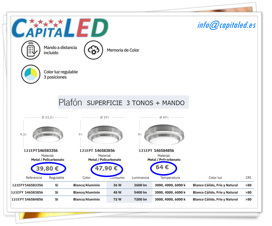 10.1. 121 ref Plafon Sup Red Doble NQ CCT 48w 72w